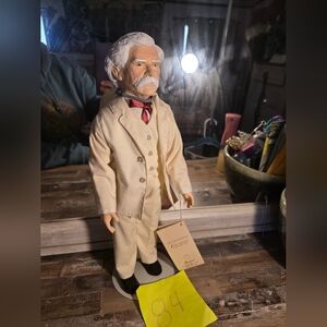 Collectible Gentleman Doll in Cream Three-Piece Suit with Red Cravat